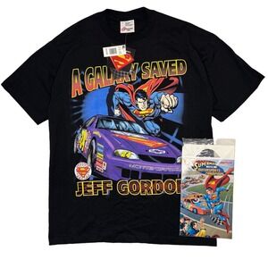 Vintage 1999 Jeff Gordon Superman A Galaxy Saved NASCAR AOP T-Shirt Size Large